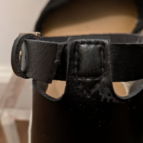 Old Navy Black Faux Leather Jute Buckle Espadrille Women's 8 - Picture 5 of 16